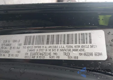 2017 Ram 1500 Express 4X4 5'7 Box from USA, damaged, VIN 3C6RR7KT4HG751145